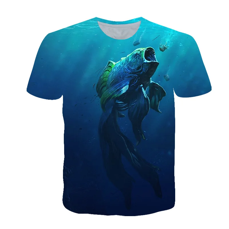 Manufacturer customized heat sublimation quick drying clothes 3D animal pattern T-shirt full body printed short sleeve round nec