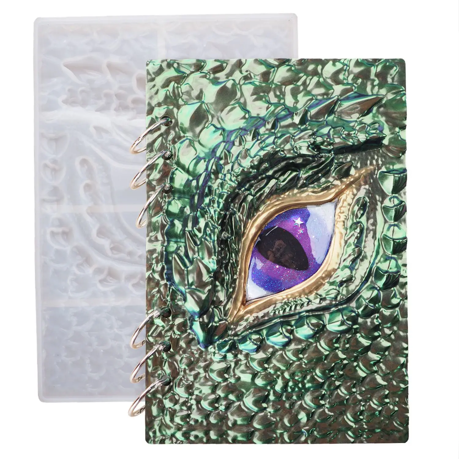 2641 3D DIY Crystal Epoxy Dragon Eye Book Leather Cover Shiny Silicone Mold