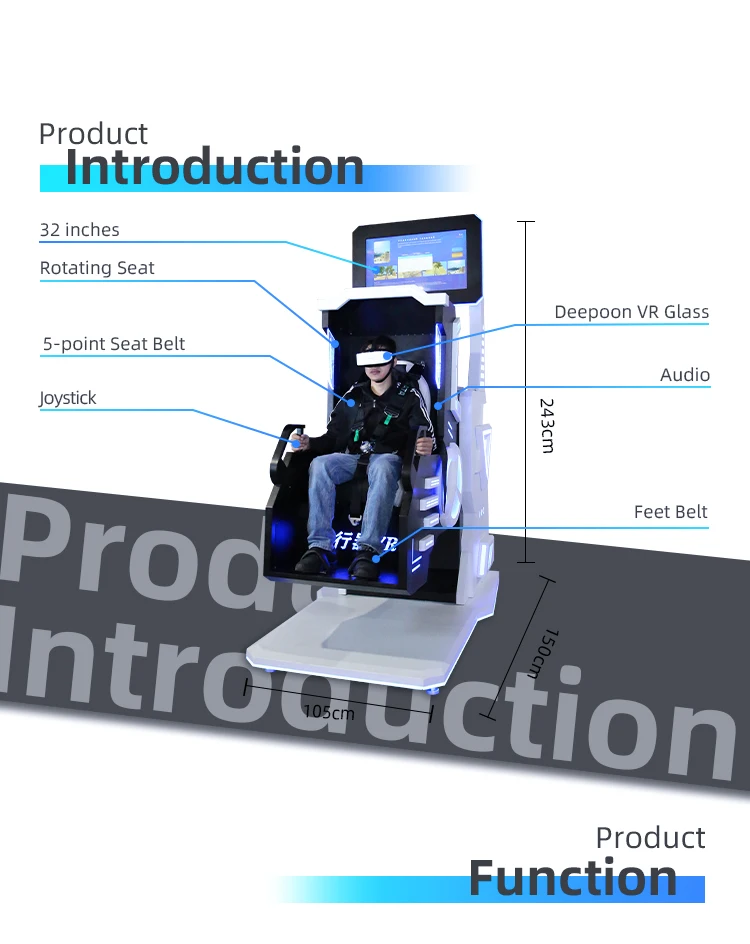 360 Degree Rotation Amusement Park  Indoor 9d Cinema commercial vr games virtual reality