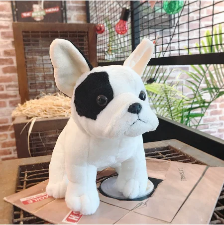 Cute French Bulldog Plush Toy Sitting Pose Mascot Shadows realistic dog