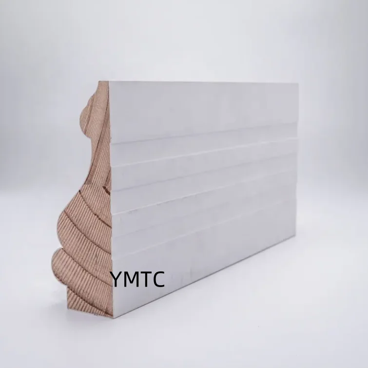 Modern Pine white Primer Wood Moulding  MDF Baseboard  Wooden Construction Material
