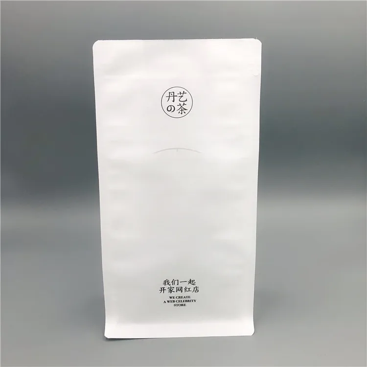 China Factory Wholesale Stand Up Pouch Flat Bottom Packing Bag Kraft Paper Coffee Bag With Valve Recycle