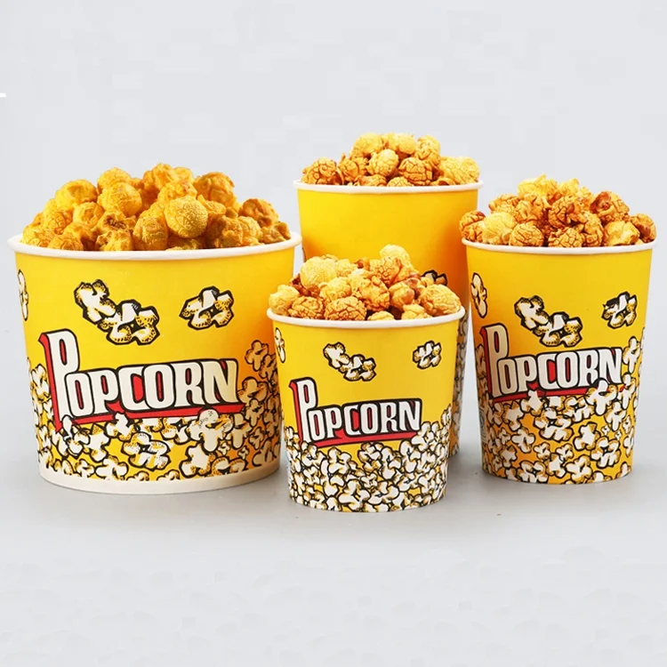 Big Popcorn Cups Disposable Paper Snack Takeout Buckets Dry food Containers