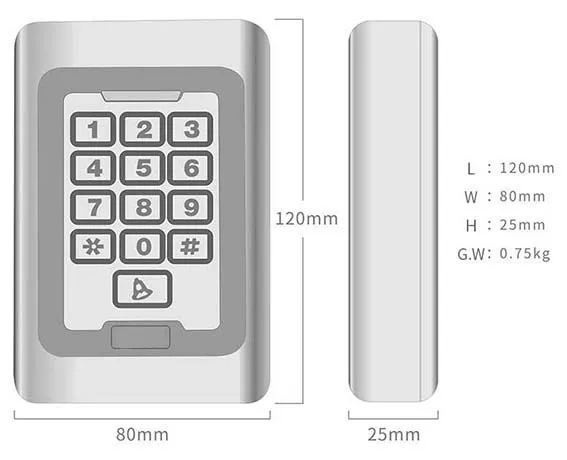 standalone access controller IP65/IP68 waterproof keypad access control wireless outdoor access control card reader