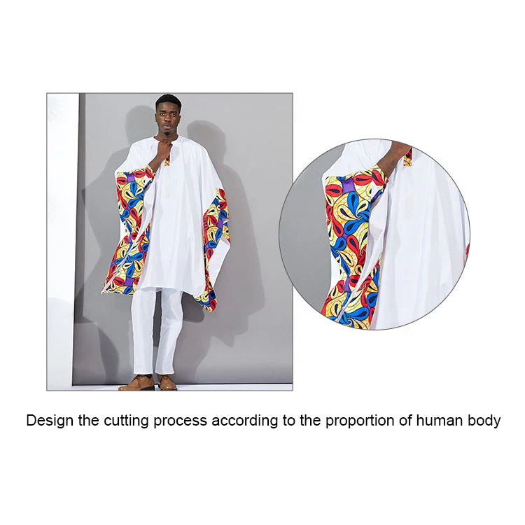 wholesale manufacturer Africa Clothing Three Piece Suit Wide Sleeve Shirt And Pants Wax Print Clothes African Men Clothing