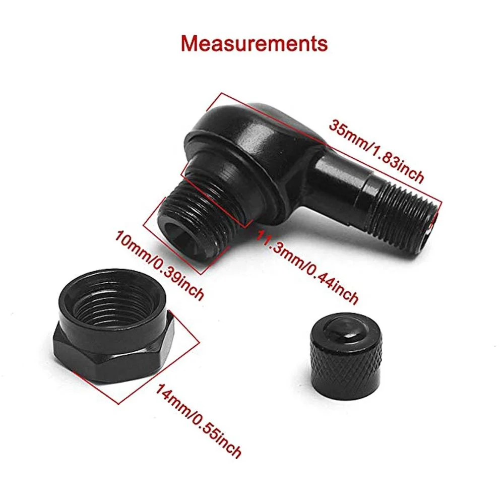 Black 90 Degree Angle CNC Motorcycle Valve Stems Tire 10mm Pair 11.3mm Rim Holes Wheel Aluminum Fit for Most Motorcycle