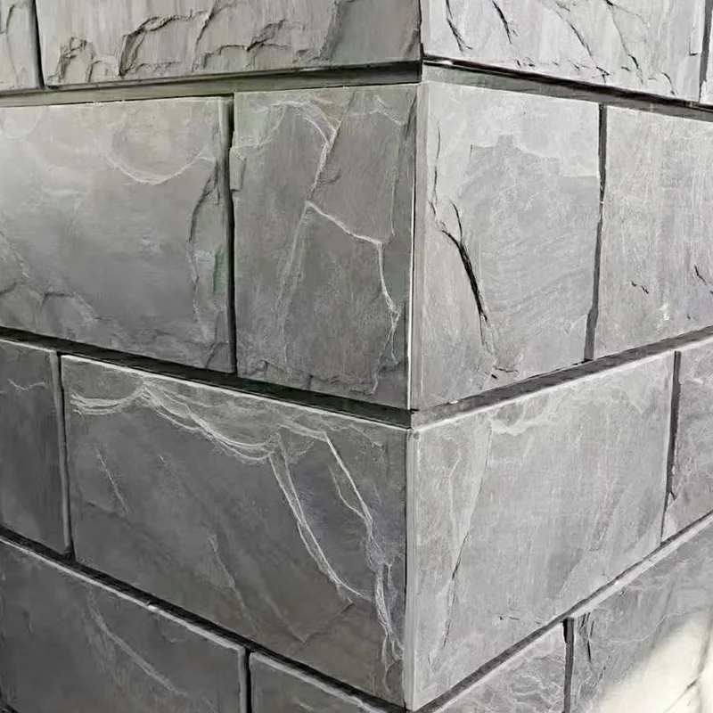 Wholesale high quality green sandstone mushroom surface slate for exterior wall cladding