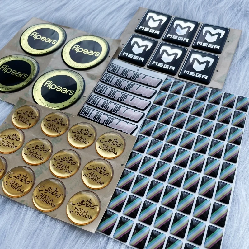 Drop glue custom Domed Resin Stickers Vinyl Print  Personalized Epoxy Die Cut packaging Waterproof plastic label logo