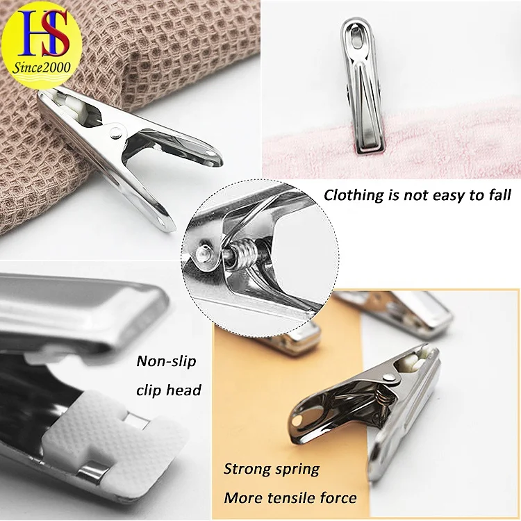Factory Wholesale Multi Purpose 6PCS Stainless Steel Clothes Pegs for Laundry Pictures Bags Use