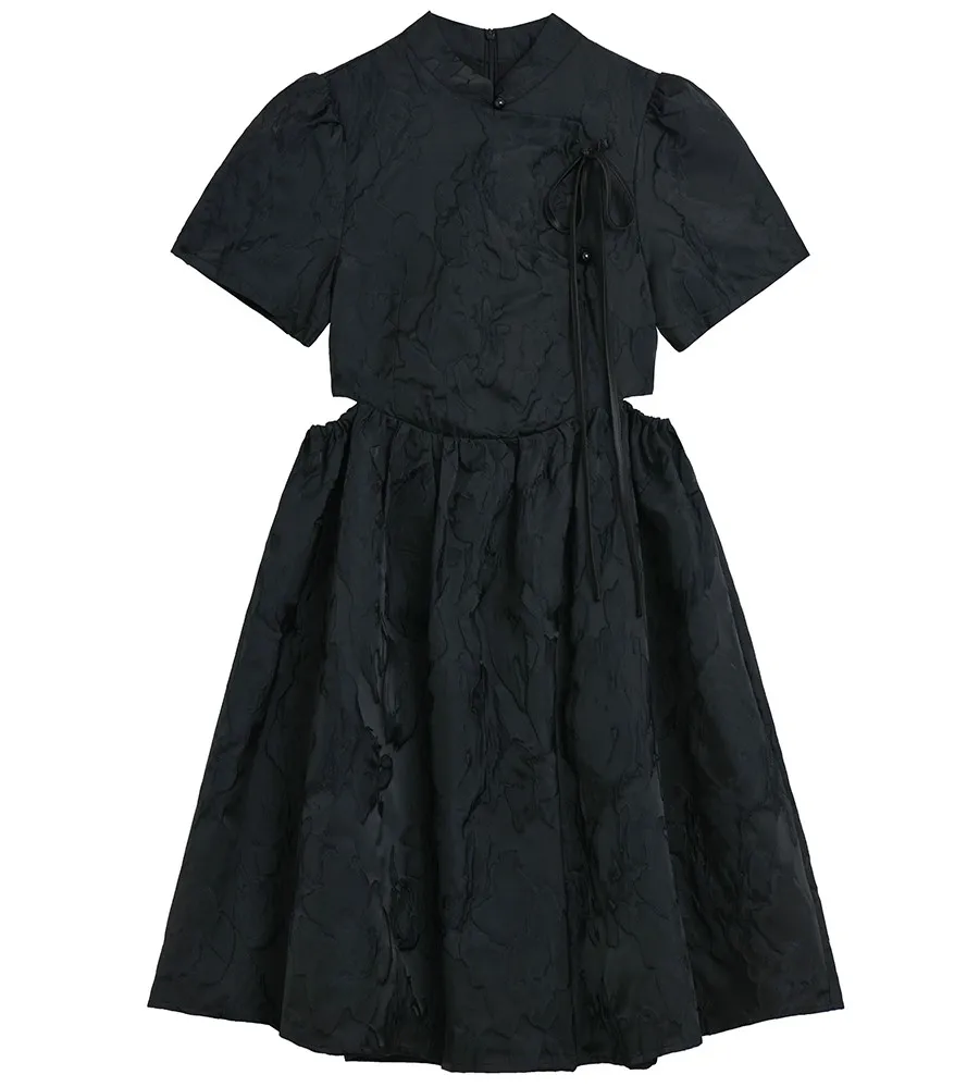 Summer Lolita Mini Gothic Clothes Black Sexy Chinese Improved Dress Female Personalized Jacquard Mandarin Collar Dresses