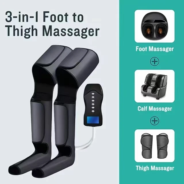 Rechargeable Air Compression Foot Leg Massager Circulation Exerciser Full Therapy Shiatsu Calf Thigh  Massage For Pain Relief
