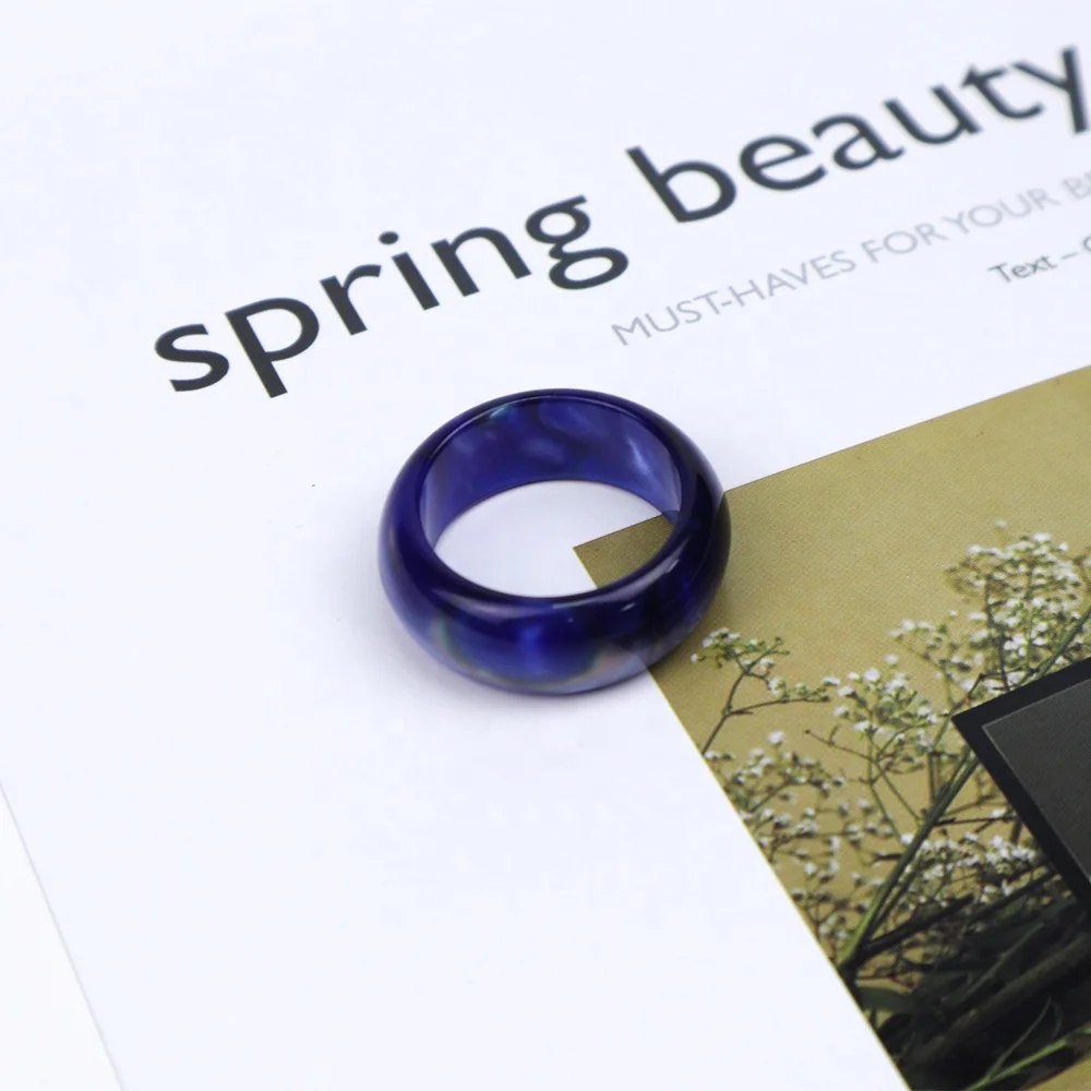 Resin Unisex Ring Transparent Square & Round Pattern Effect Trendy Style for Wedding Engagement Anniversary Party Gift Sp Glue