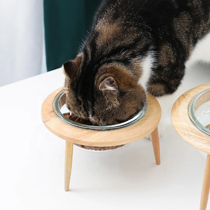 Manufacturer Adjustable Cat Bowl Dog Food Pet Feeders With Wood Stand