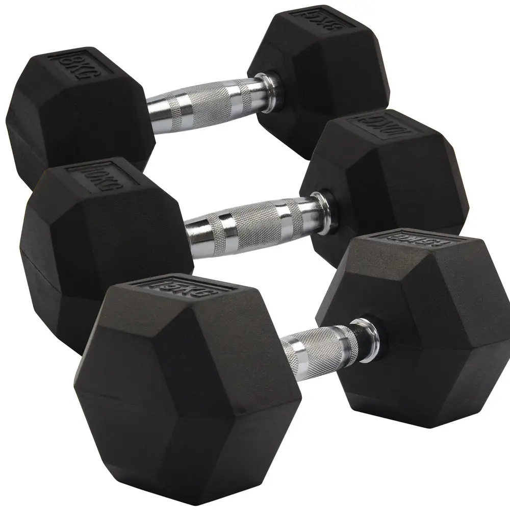 rubber hexagon dumbbell1-50 kg 5-100 lbs  bodybuilding weights gym equipiment fitness hex dumbbells set price