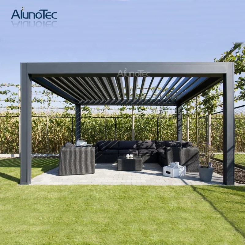 Waterproof Louvered Roof Pargola Louver Roof Pergola With Zipped Blinds