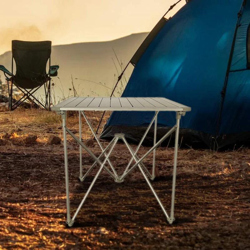 Camp Lightweight Portable Folding Ultralight Roll Up Aluminum Camp Picnic Table Foldable For Outdoor Hiking