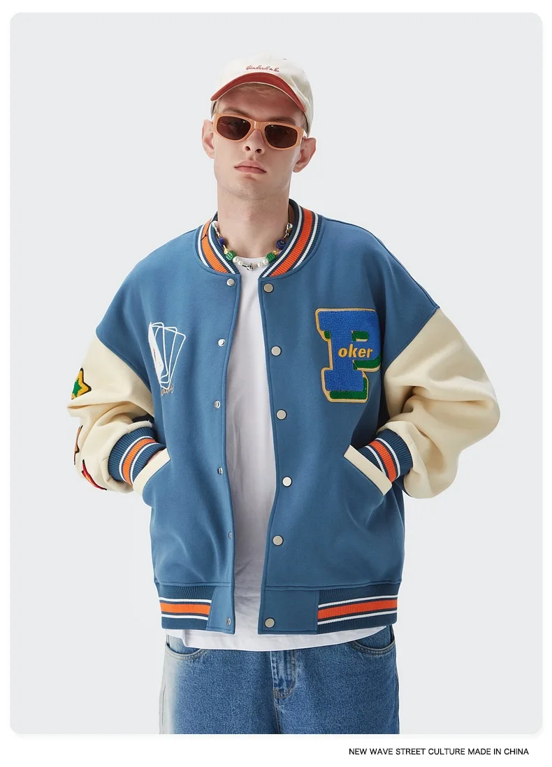 OEM custom rib cuffs multiple chenille embroidery patch vintage letterman varsity jacket for men