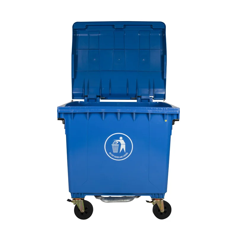 Preface Wholesale 660L 1100 L Mobile Recycle Dustbin Industrial 1100L Large HDPE Plastic Waste Bin for Warehouse Workshop