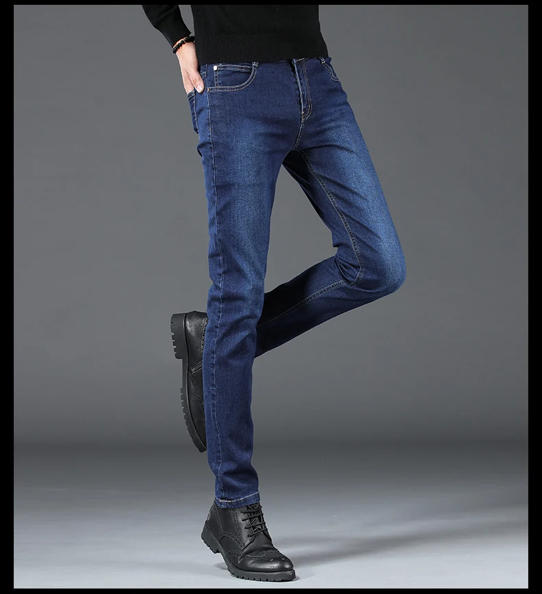 
2020 Autumn And Winter New Mens Denim Trousers Slim Wild Elastic Straight Casual Men Jeans 