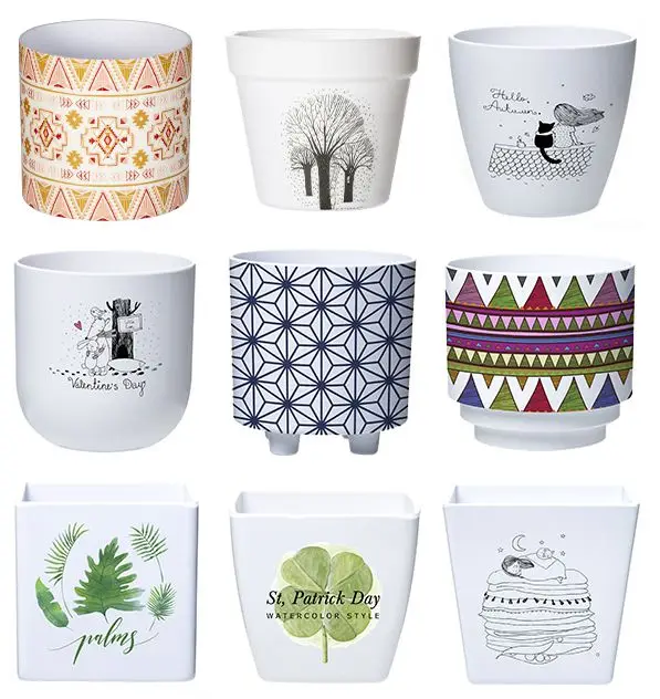 Цветочный горшок YICAI с логотипом на заказ для сада/горшок для растений/контейнер для растений с дренажными отверстиями и бамбуковыми блюдцами