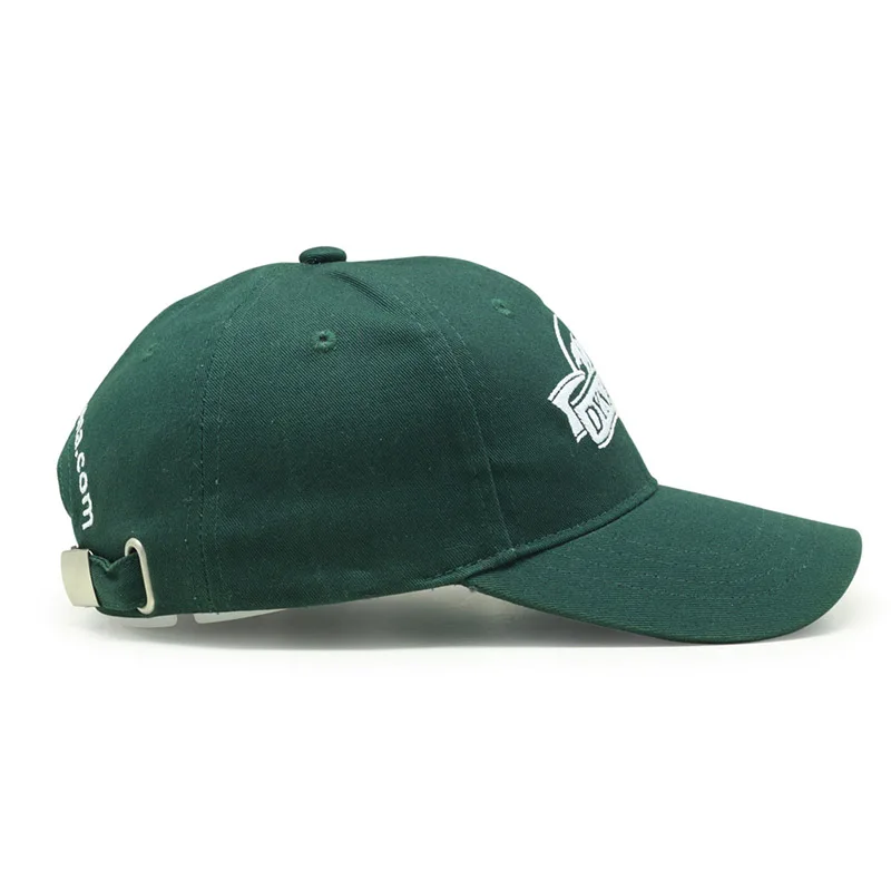 Back metal buckle 6 panel green hats Factory custom caps embroidered