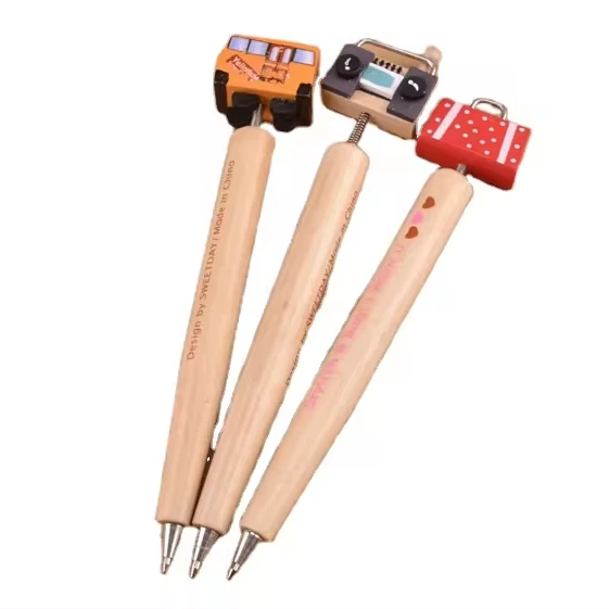 Wholesale Cartoon Wooden ball pen for kids