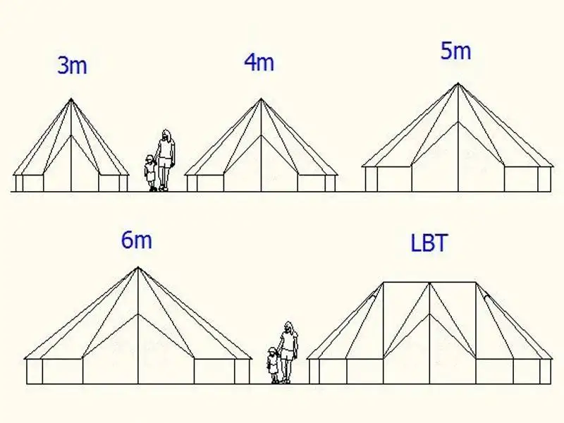 3/4/5/6/7m Waterproof UV resistance big space 900D oxford cotton canvas bell tent outdoor glamping event tent for resort