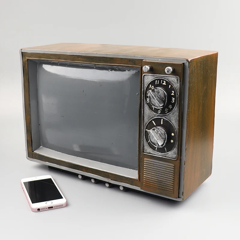 Metal TV Model Televisions Figurine Iron TV Model Birthday Gift Boy Toy Metal Crafts Home Desktop Decor
