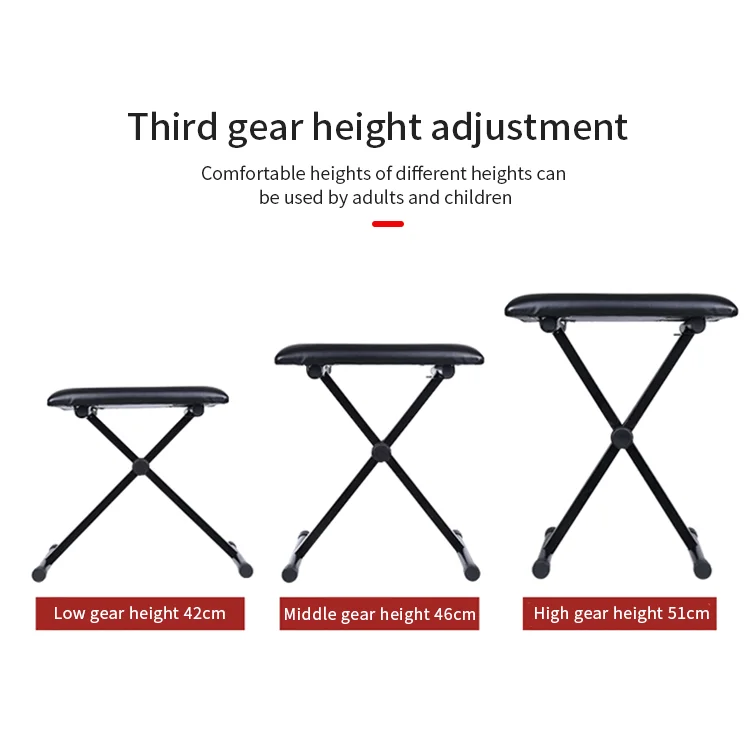 chinese factory OEM Music Stool Keyboard Stool Adjustable Height X-Style folding keyboard Piano Bench Padded Seat