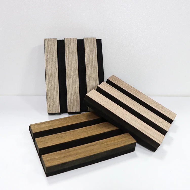 Natural Oak Veneer Finish  Acoustic Panel Wooden Slat Wall Perforated Fiber Acoustic Panel