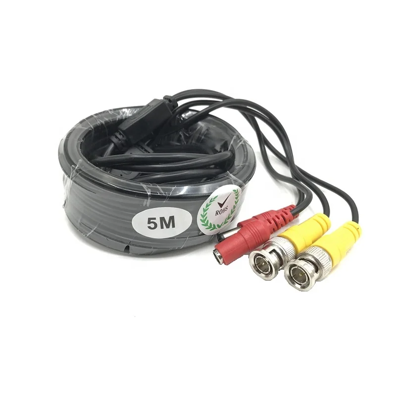 5m BNC Cable BNC + DC Connector Copper Core CCTV Accessories cable