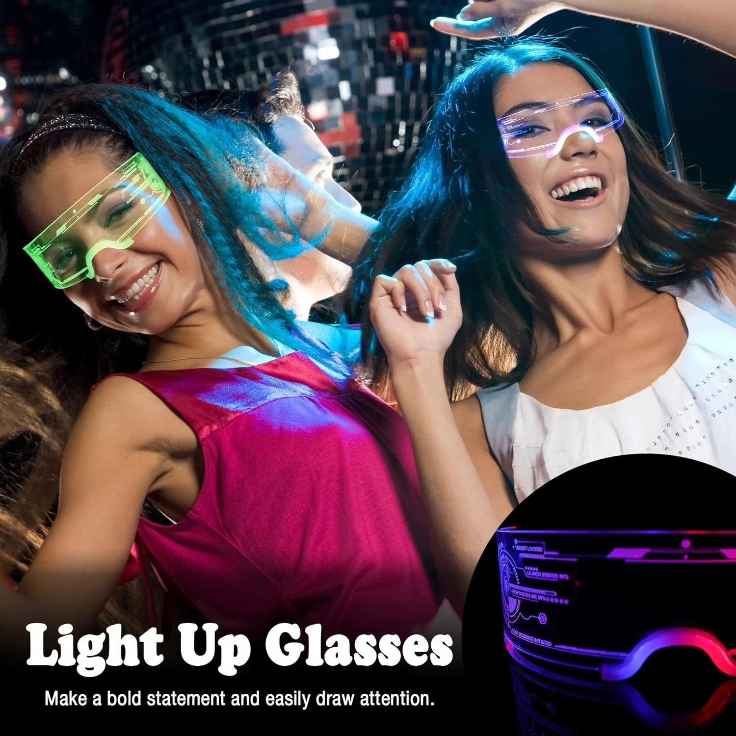 LED Light Up Glasses for Party Adults Kids Futuristic Glass Rave Accessories Multi Color Glowing party favors