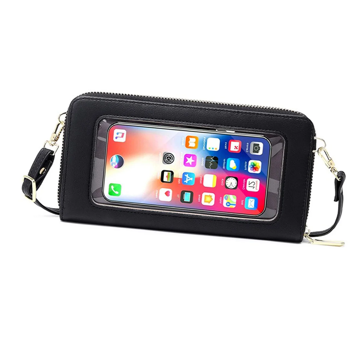 Оптовая продажа прозрачные ПВХ кошельки с сенсорным экраном для мобильного телефона на молнии противоугонные щетки Rfid через плечо мальчиков