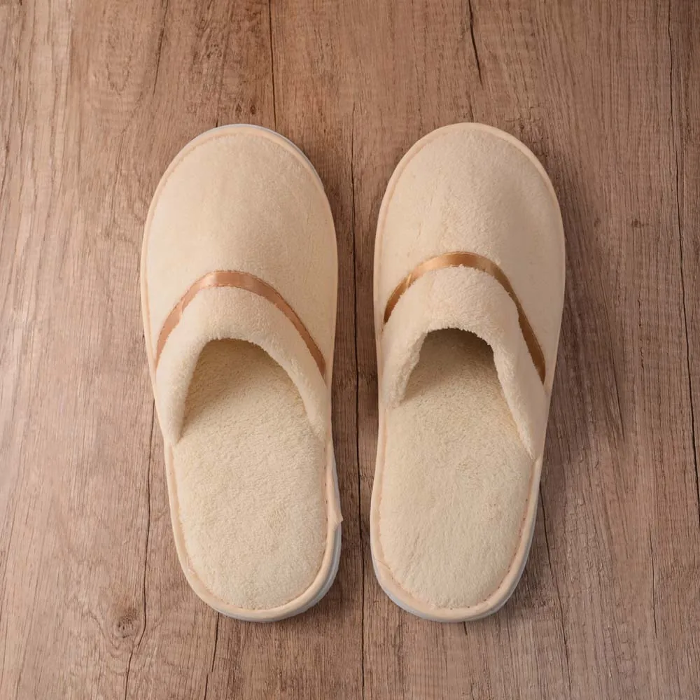 Customized hotel slippers, soft coral velvet slippers, customized logo, luxury five-star hotel disposable slippers