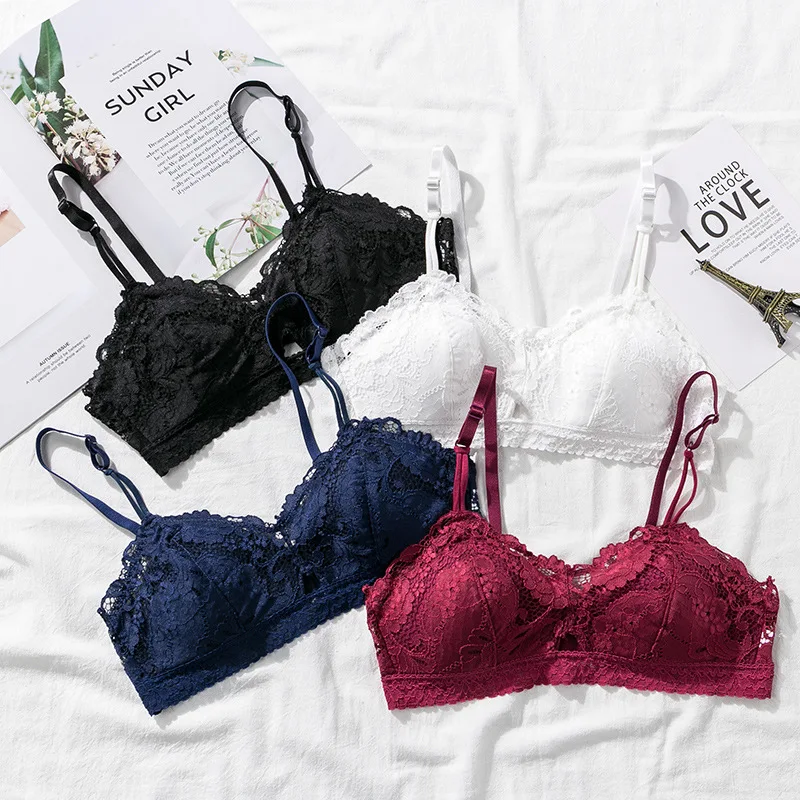 
Треугольная чашка кружевной бюстгальтер; Удобное нижнее белье красоты Назад женские застежкой-молнией на спине 