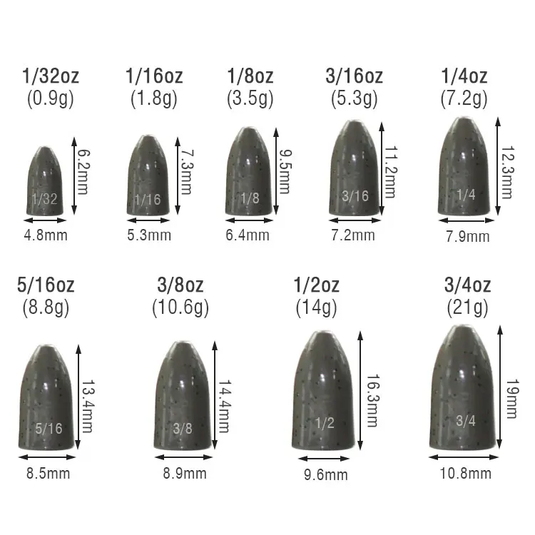 High Quality Black Tungsten Bullet Worm Weight Flipping Weight Fishing Sinker Lure Fishing Accessory