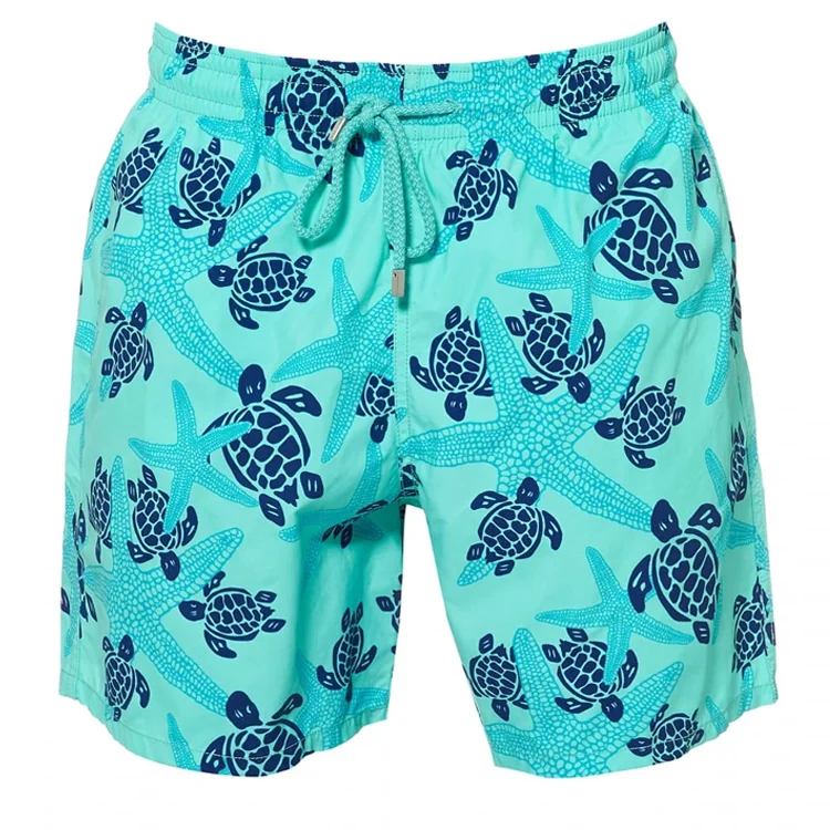 Custom Blue Starfish Print Swim Shorts Mens Board Shorts Swimming Trunks