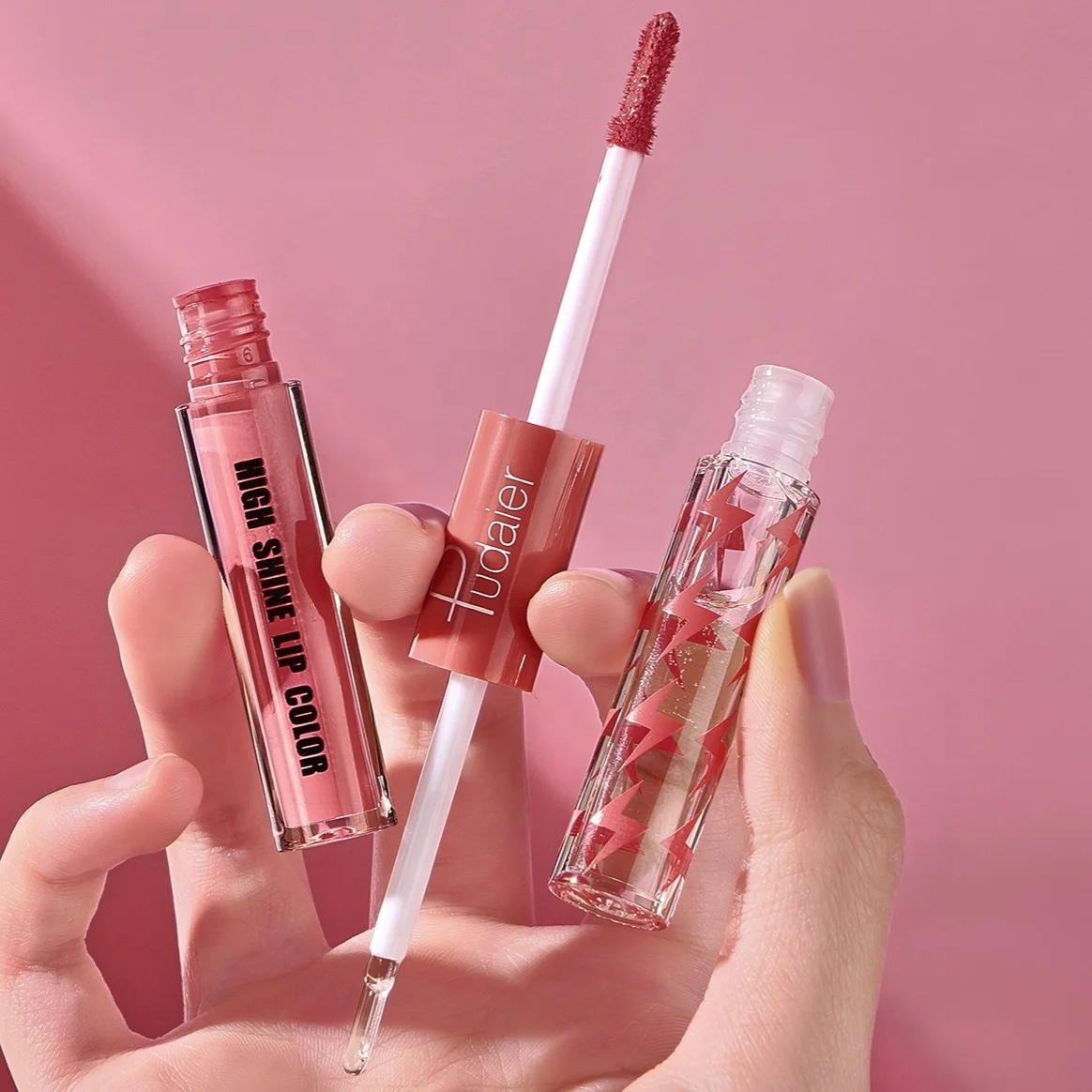 Pudaier Lip Makeup High Quality Double Ended Gloss and Oil Waterproof Long Wear Moisturizing Liquid Lipstick OEM