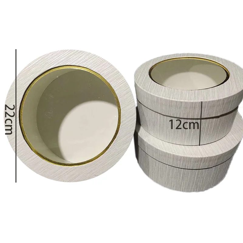 Wholesale Low MOQ Fashion 3 Set Florist Gift Gold Foil Cardboard Round Flower Packaging Box With Clear Window