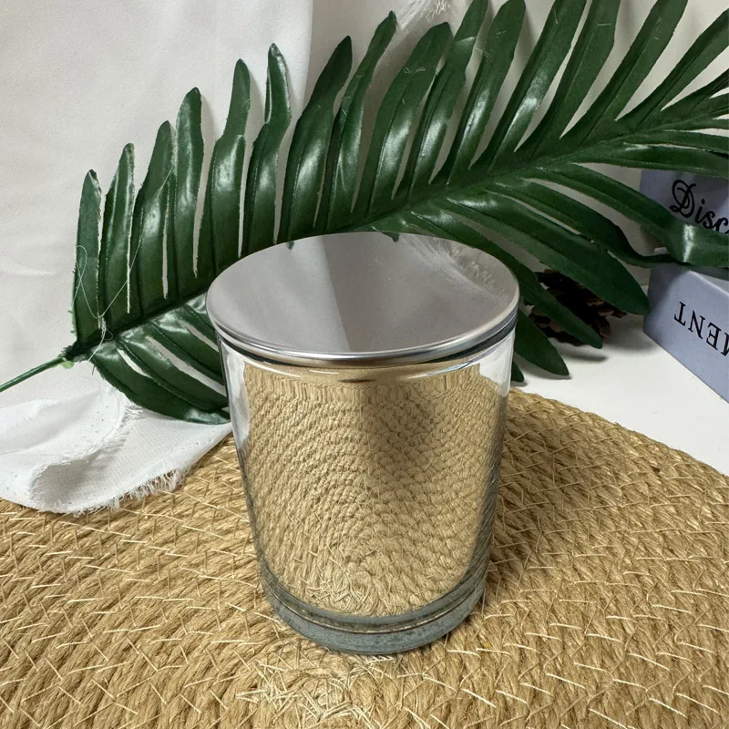 MANULENA Luxury  Custom Private Label Silver glossy Glass Soy Wax Scented Candle Home Fragrance Deodorant  Scented Candles