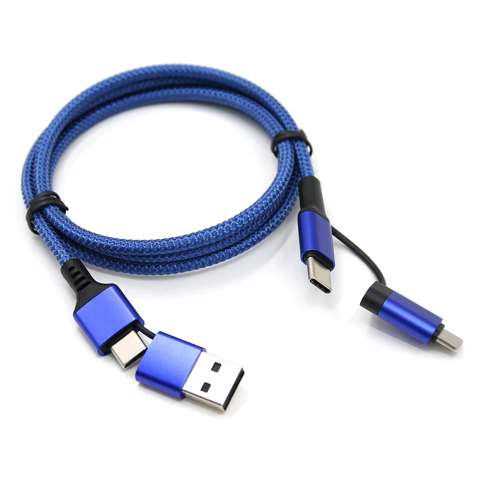 Free Shipping 4 in 1 USB Cable Fast Charging OTG Type C Quick Charge 3A Nylon Braided Durable 5 Colors Amazons Best Sellers