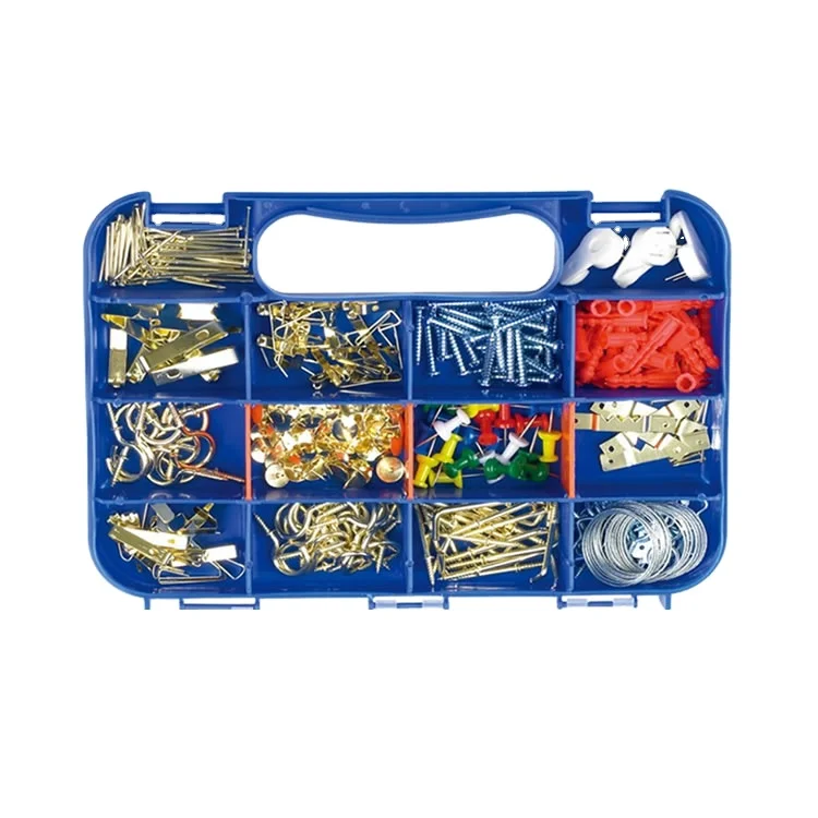 325 PC Hardware Assortment Picture Hangers Saw Tooth Push Pin Thumb Tack Frame hanger Iron Wire Screw Eye Cup Hook Anchor