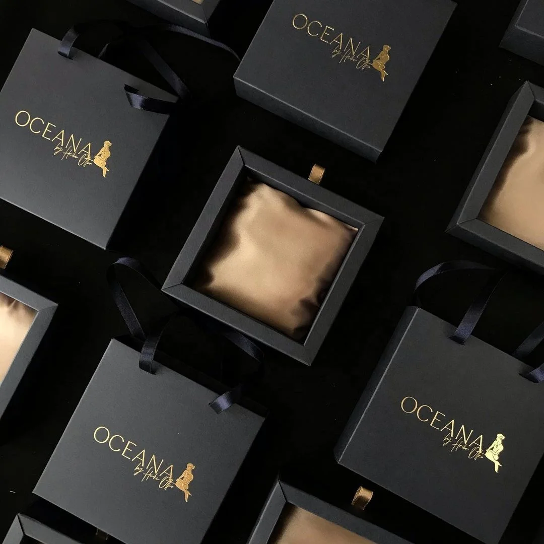 
Custom Luxury Golden Foil Logo Drawer Sliding Jewelry packaging gift Box For Earring/Necklace/Ring/Bracelets 