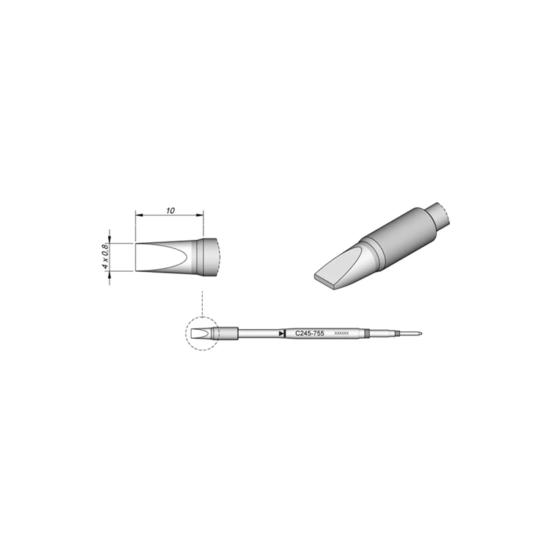 WEIDINGER JBC Quality Chisel-shaped High Thermal Tip 4 x 0.8 mm HT, Soldering Tip for Soldering Iron T245