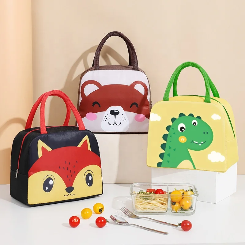Wholesale Cartoon Cute Animal Insulated Lunch Box Tote Picnic Food Cooler Pouch Dinosaur Thermal Lunch Bag for Kids Girl Women