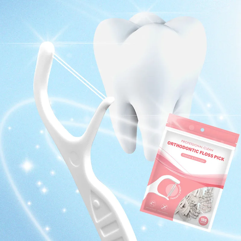 100 pcs Dental Floss Teeth Picks Plastic Oral Tooth Flossers Double threads floss pick