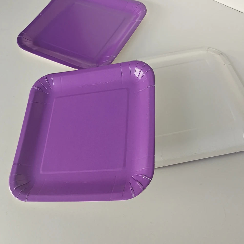 Custom printed Square colorful striped disposable Party Square paper plates