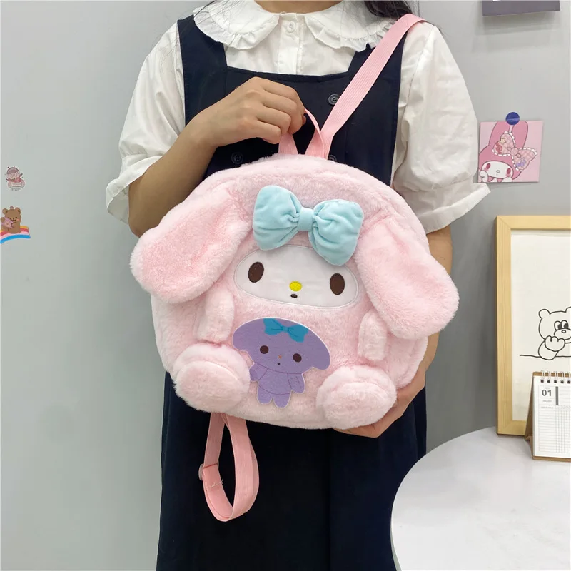 Sanrio Cartoon Plush Backpack Stuffed Anime Hello KT Bag Wholesale Kuromi Melody Doll Backpack Gift For Kids