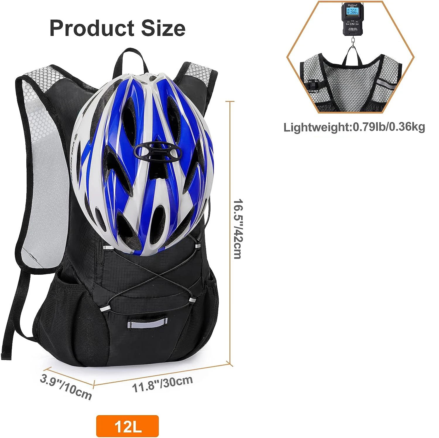 Lightweight Hydration Backpack Running Backpack  Hydro Water Daypack for Cycling Hiking Rave
