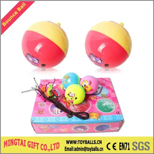 Hot Sell Factory Price 55mm 65mm 75mm different Size and Colorful Ribbon Flashing Glitter Water Bouncy LED Ball